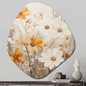 Minimalism Yellow White Flower Collage II - Asymmetric Metal Wall Art